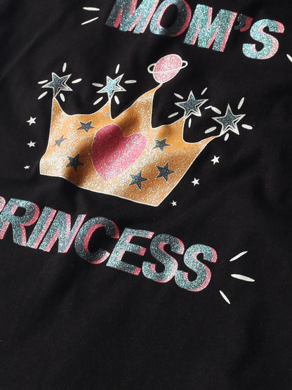 Plum Tree Girls Half Sleeve Princess Print T-shirt( Pack of 2)-BLACK	PINK