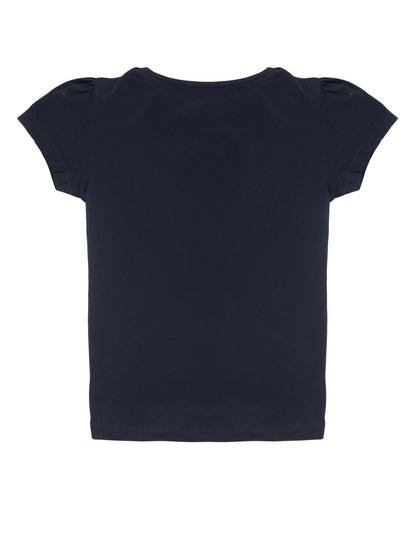 Plum Tree Girls Half Sleeve Mommy Heart Print T-shirt( Pack of 2)-NAVY	WHITE