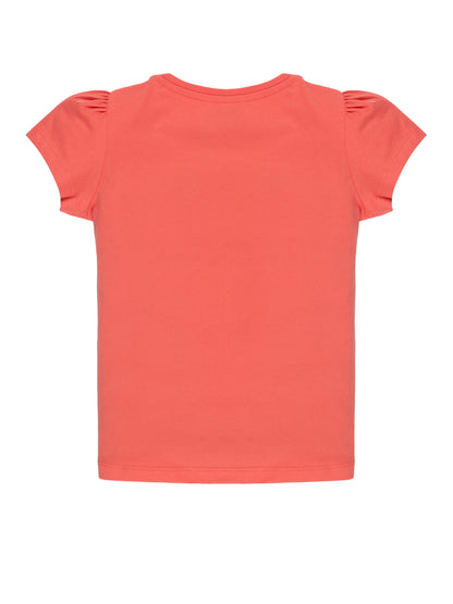 Plum Tree Girls Half Sleeve Summer Time Print T-shirt( Pack of 2)-CORAL  WHITE