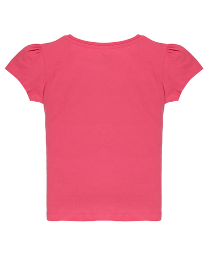 Plum Tree Girls Half Sleeve Floral Print T-shirt( Pack of 2)-WHITE   PINK