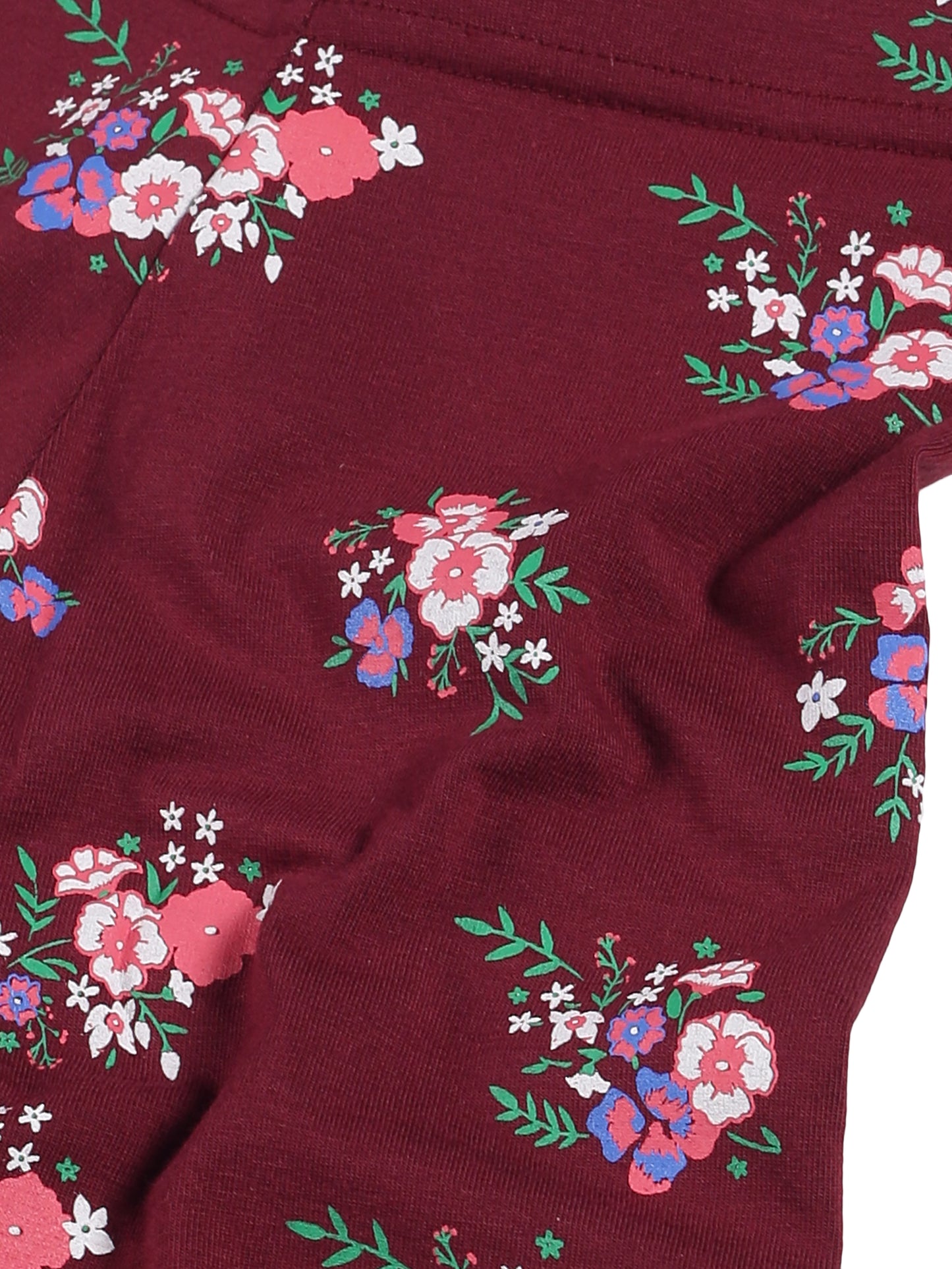 Plum Tree Girls Floral printed and solid Leggings( Pack of 2) -BURGUNDY	ORANGE