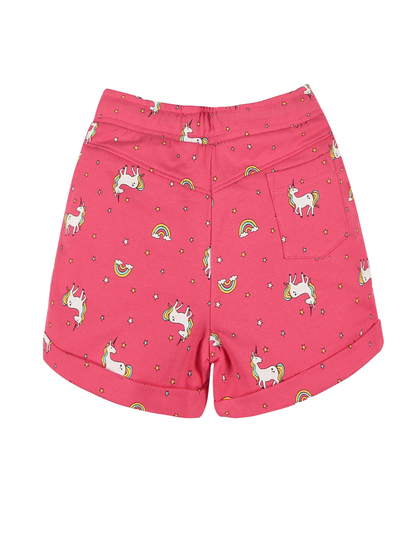 Plum Tree Girls Half Sleeve Unicorn Print T-shirt and short( Sets)-NAVY	PINK