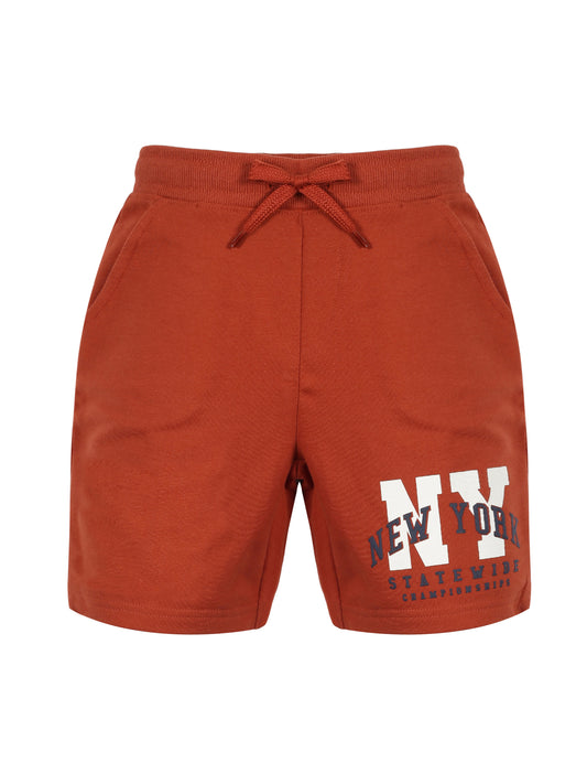 Plum Tree Boys New York Print shorts-ORANGE