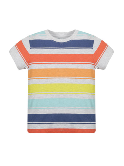 Plum Tree Boys Half Sleeve Star Print T-shirt( Pack of 2)-GREY MELANGE NAVY