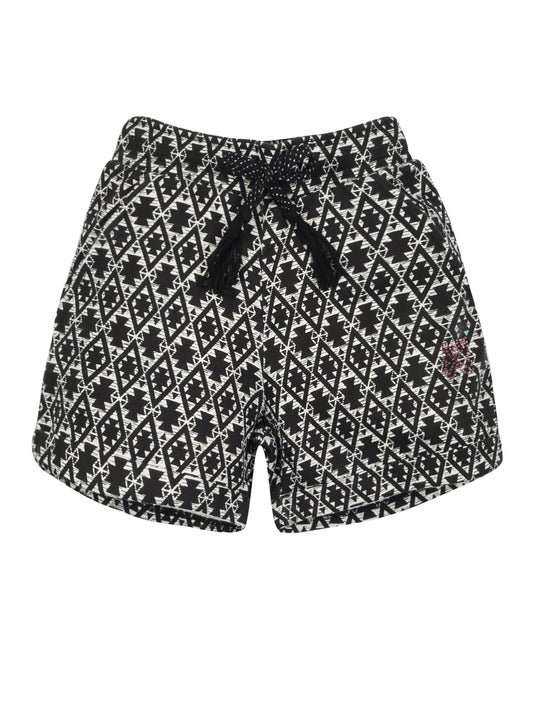 Girls All Over Printed Shorts - BLACK