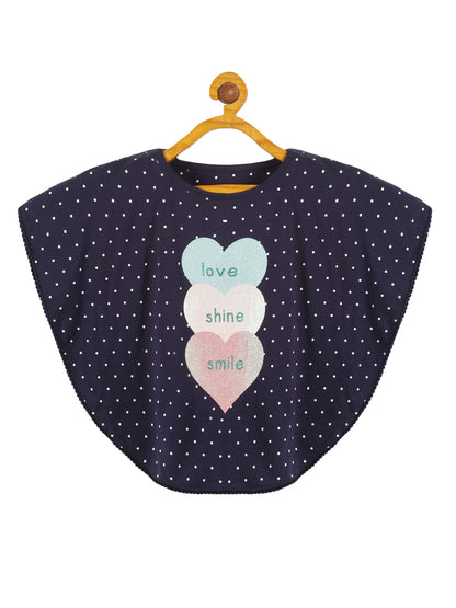 Plum Tree Girls Poncho Flower Print T-shirt( Pack of 2)-NAVY OFF WHITE
