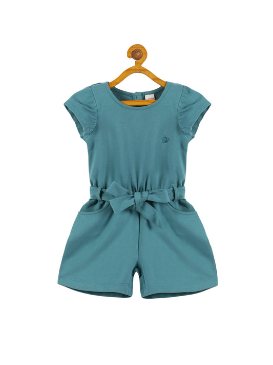 Plum Tree Girls Stone  Printed Knitted Jumpsuit - PALE BLUE