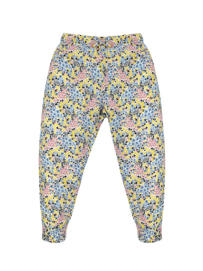 Plum Tree Girls Flower Print Rayon Pant  ( Pack of 2) - ORANGE WHITE AOP
