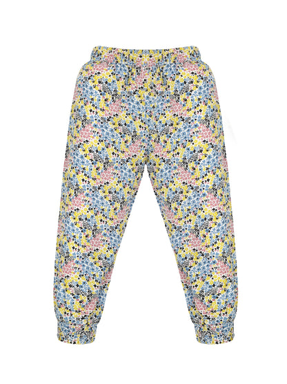Plum Tree Girls Flower Print Rayon Pant  ( Pack of 2) - ORANGE WHITE AOP