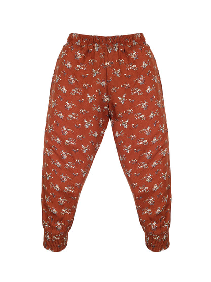 Plum Tree Girls Flower Print Rayon Pant  ( Pack of 2) - ORANGE WHITE AOP