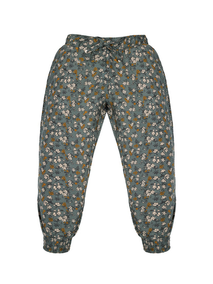 Plum Tree Girls Flower Print Rayon Pant  ( Pack of 2) - PEACH GREEN