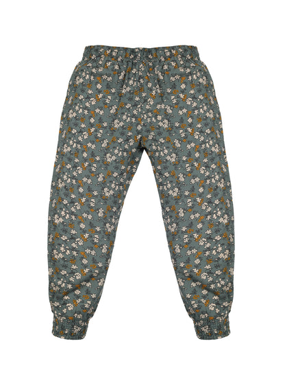 Plum Tree Girls Flower Print Rayon Pant  ( Pack of 2) - PEACH GREEN