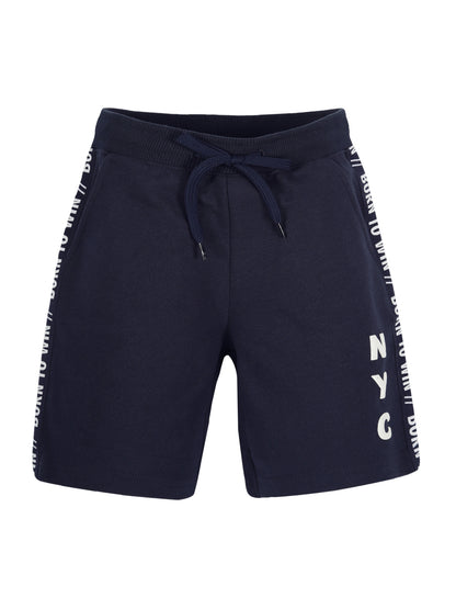 Plum Tree Boys NYC Print shorts-NAVY