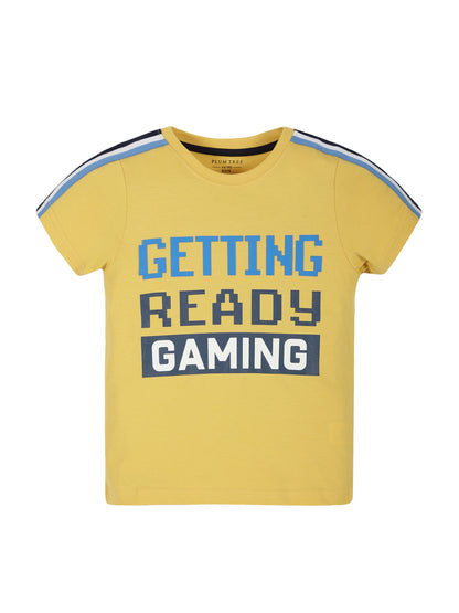 Plum Tree Boys Half Sleeve Gaming Print T-shirt( Pack of 2)-MUSTARD OLIVE