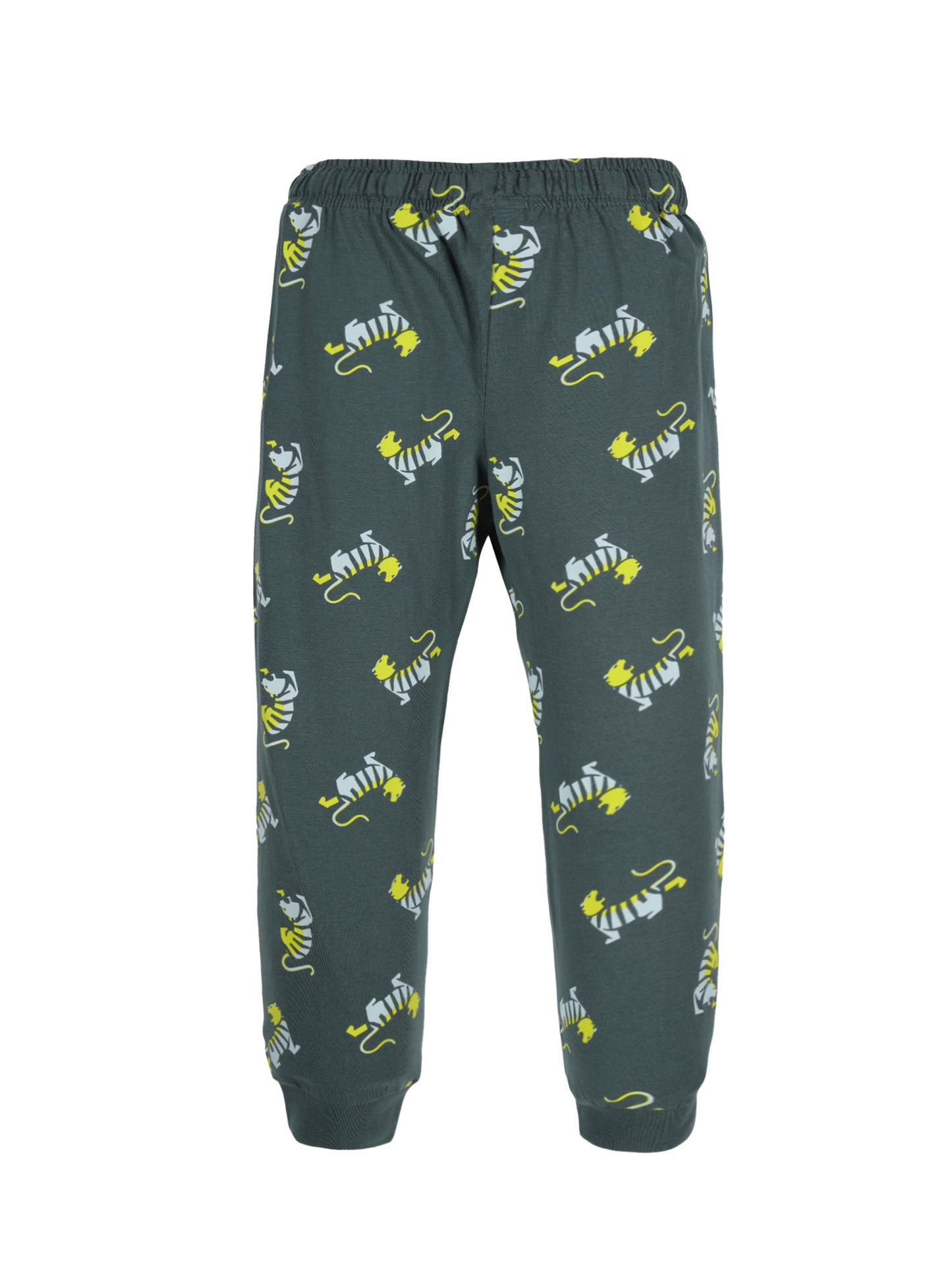 Plum Tree Boys Champion Print Joggers track pant ( Pack of 2)-GREEN MUSTARD