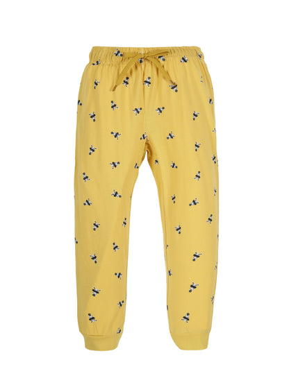 Plum Tree Boys Skater Print Joggers track pant ( Pack of 2)-MUSTARD BLACK