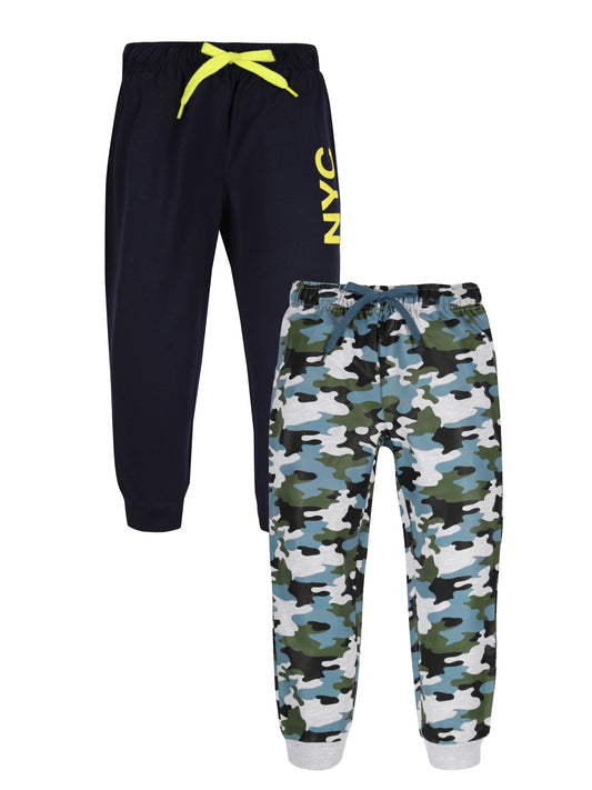 Plum Tree Boys Camoflague Print Joggers track pant ( Pack of 2)-CAMOFLAGUE NAVY