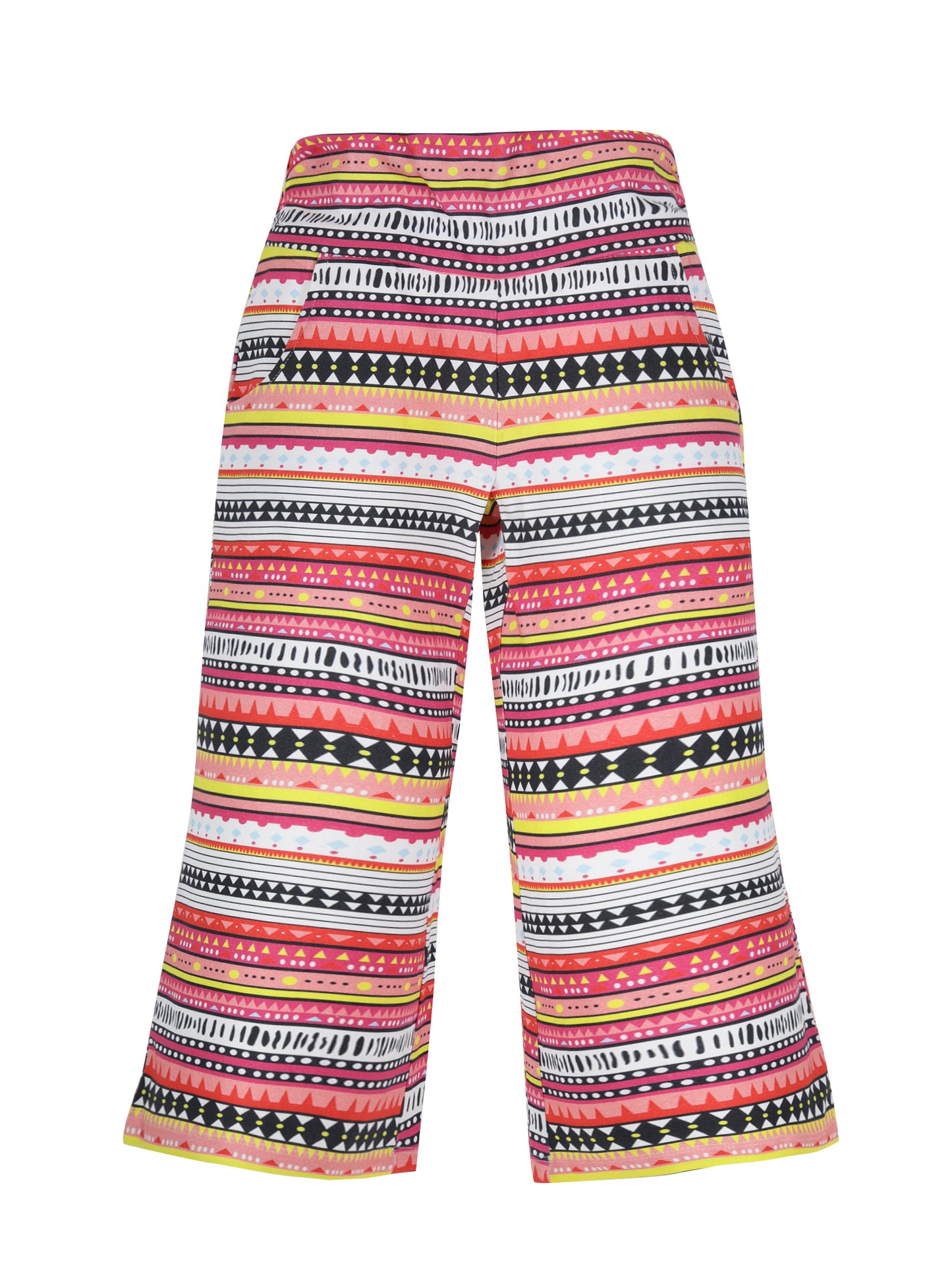 Plum Tree Girls Heart Print Crop Top and Flared Palazzo Pant set( Pack of 2)-ORANGE OFF WHITE