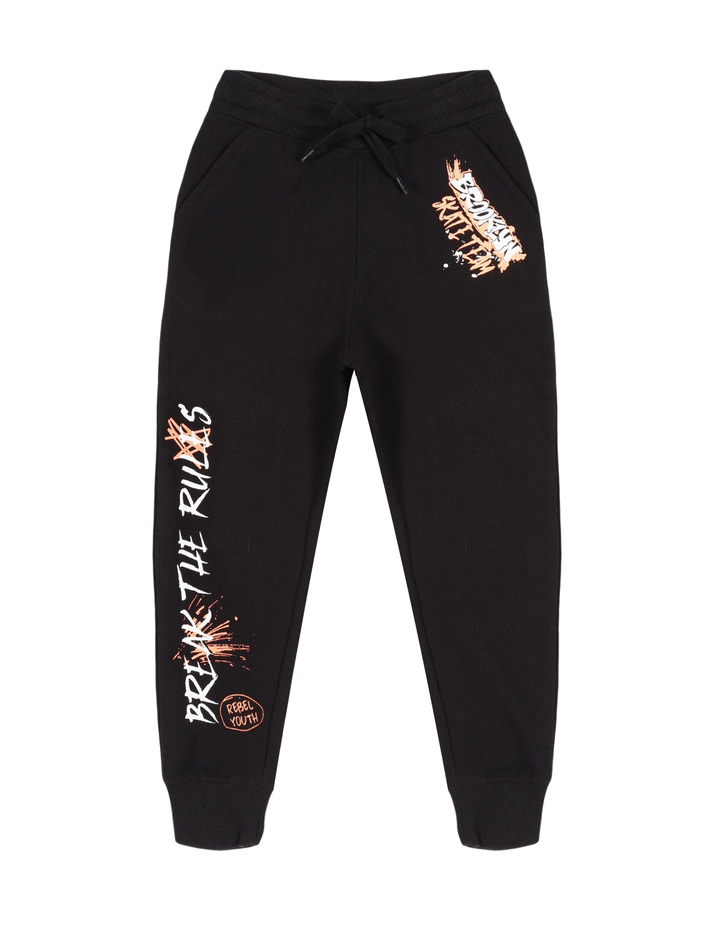 Boys  Break the Rules Print Jogger Track Pant- Black