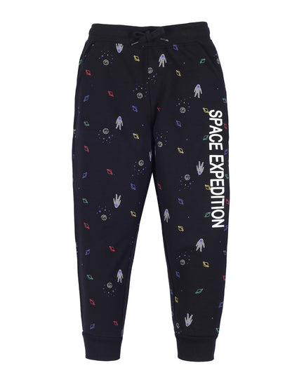 Boys  Space Print Jogger Track Pant- Black