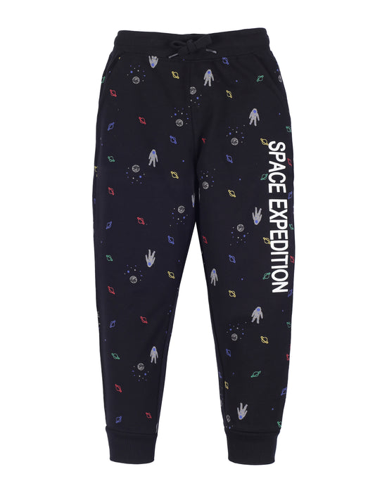 Boys  Space Print Jogger Track Pant- Black