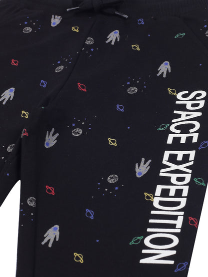 Boys  Space Print Jogger Track Pant- Black