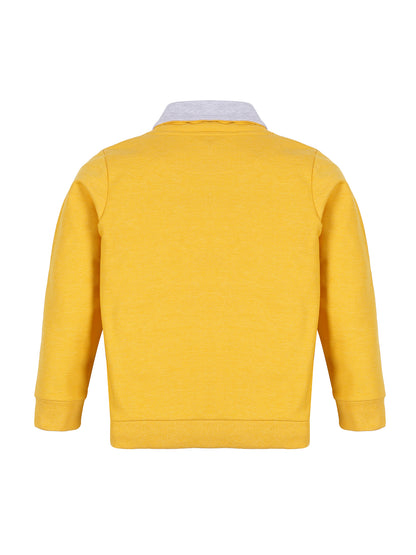 Boys Rebel Print shawl Collar Neck Sweatshirt- Yellow