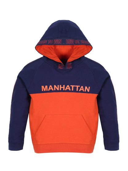 Boys Manhattan Print  Hoodie Sweatshirt- Orange