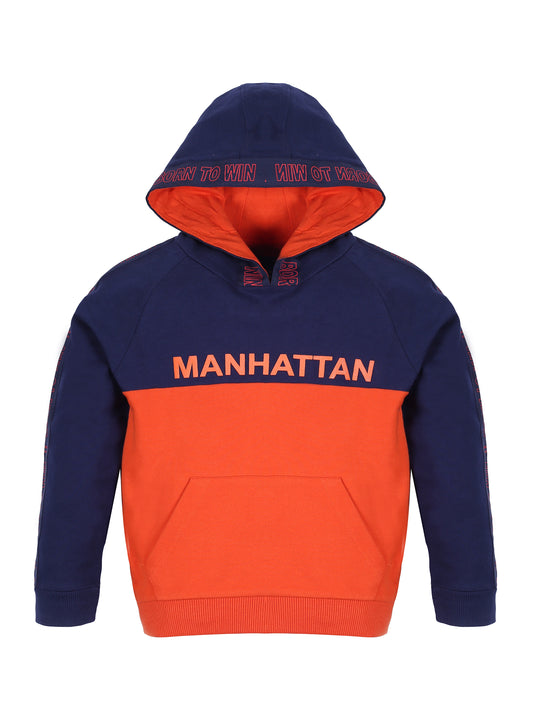 Boys Manhattan Print  Hoodie Sweatshirt- Orange