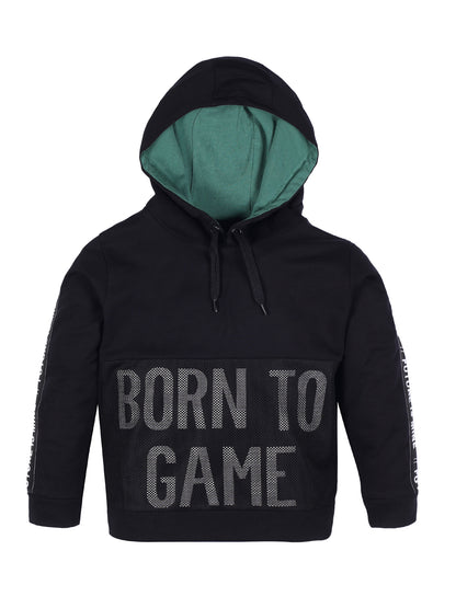Boys Game Print  Hoodie Sweatshirt- Black