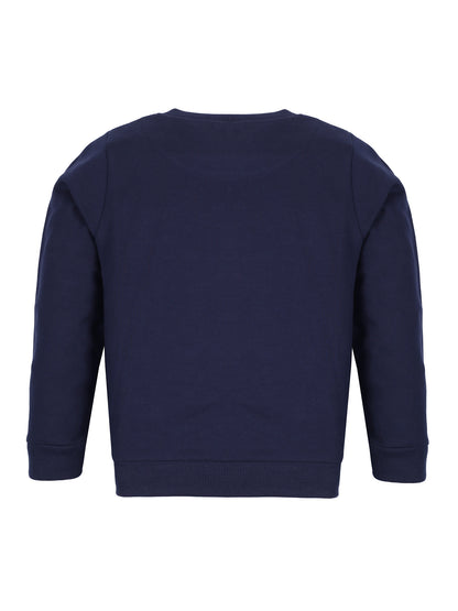 Boys Fun With Snow Print Round neck Pullover Sweatshirt- Navy