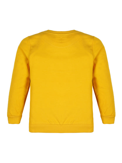 Boys Brave Heart Print Round neck Pullover Sweatshirt- Yellow
