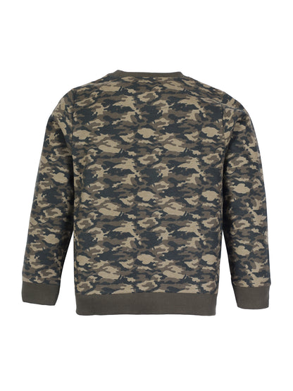 Boys Tokyo Print Round neck Pullover Sweatshirt- Camoflague