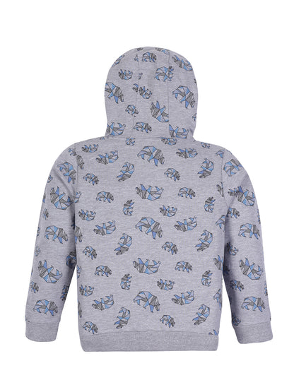 Boys Unstoppable Print  Hoodie Sweatshirt- Grey Melange