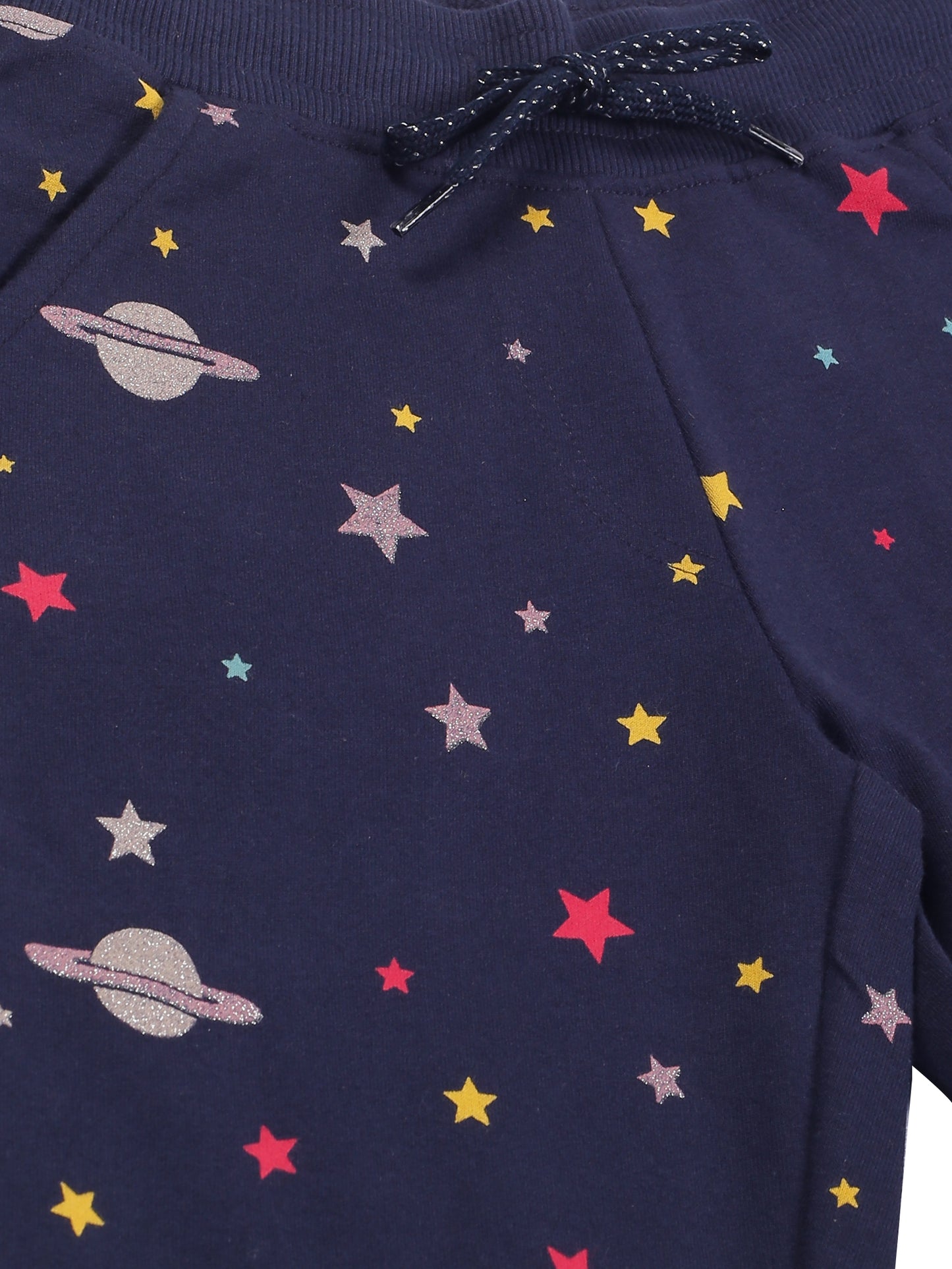 Girls Space Print Jogger Track Pant- Navy