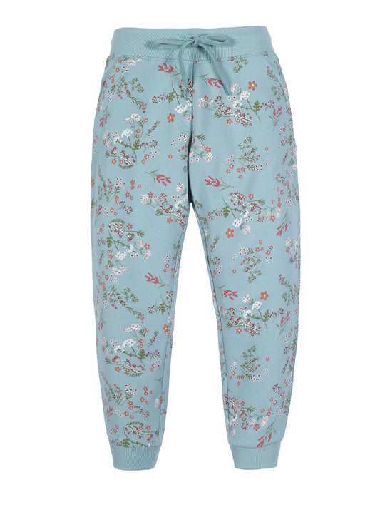 Girls Floral Print Jogger Track Pant- Aqua