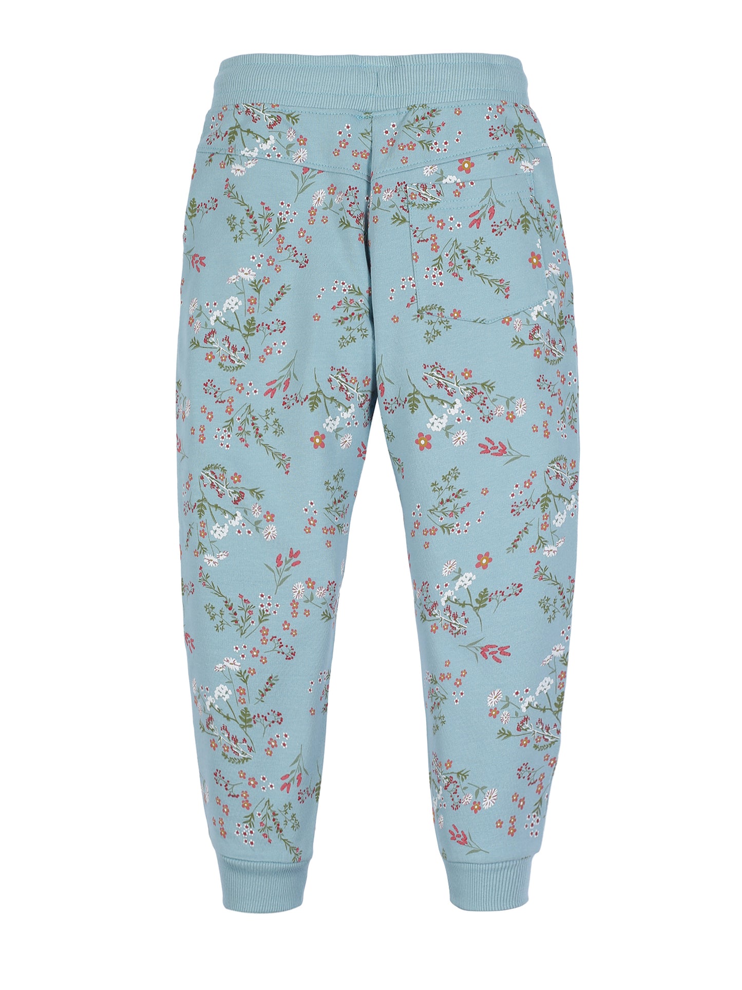 Girls Floral Print Jogger Track Pant- Aqua
