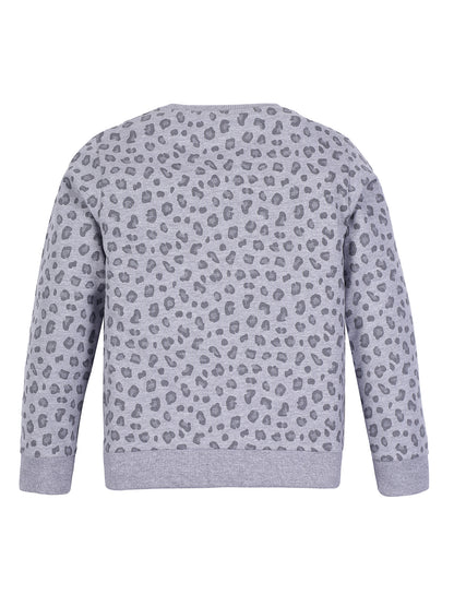 Girls Unfollow Rules print Round neck Pullover Sweatshirt- Grey
