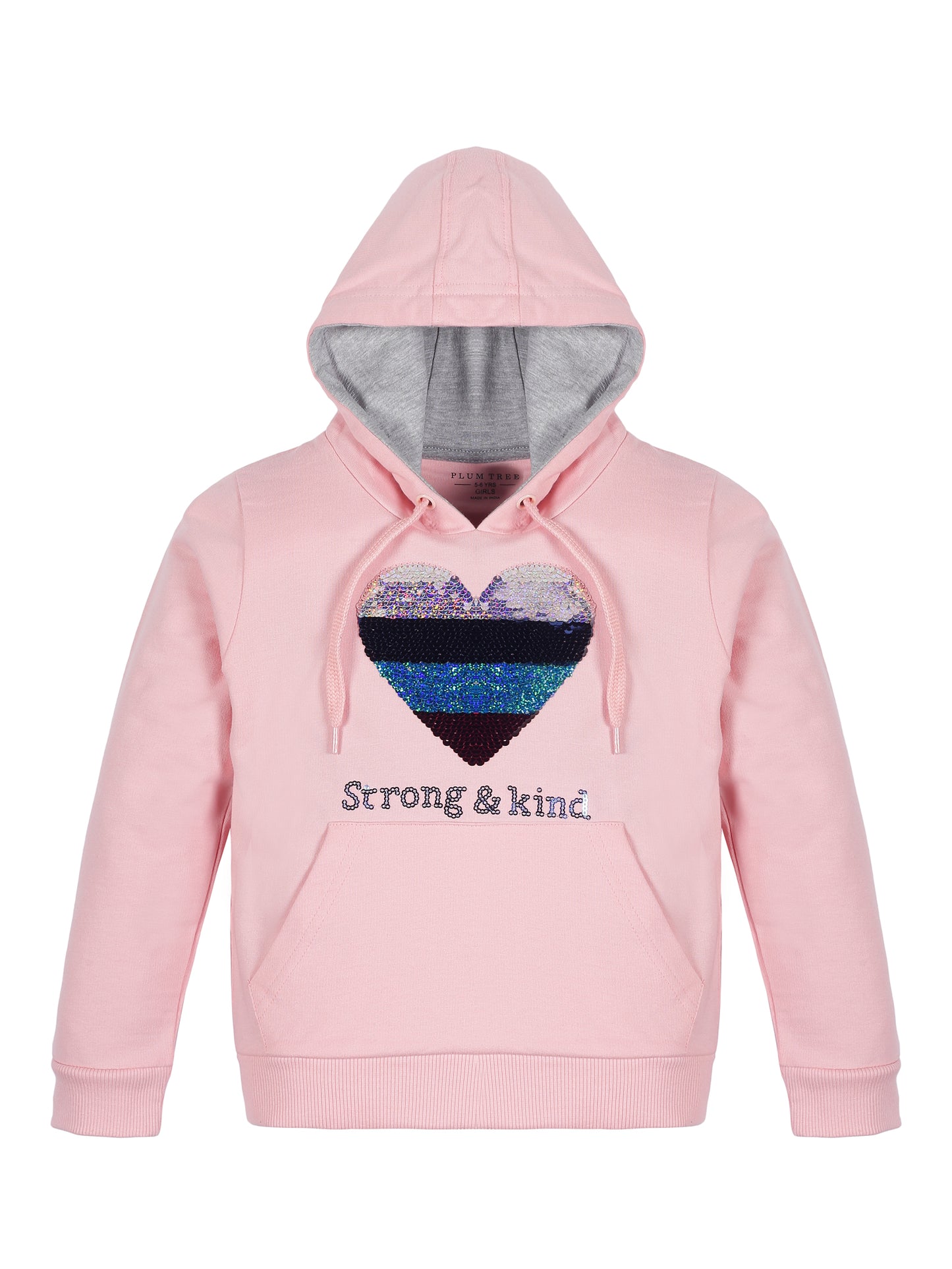 Girls Heart Print Hoodie Sweatshirt- Pink