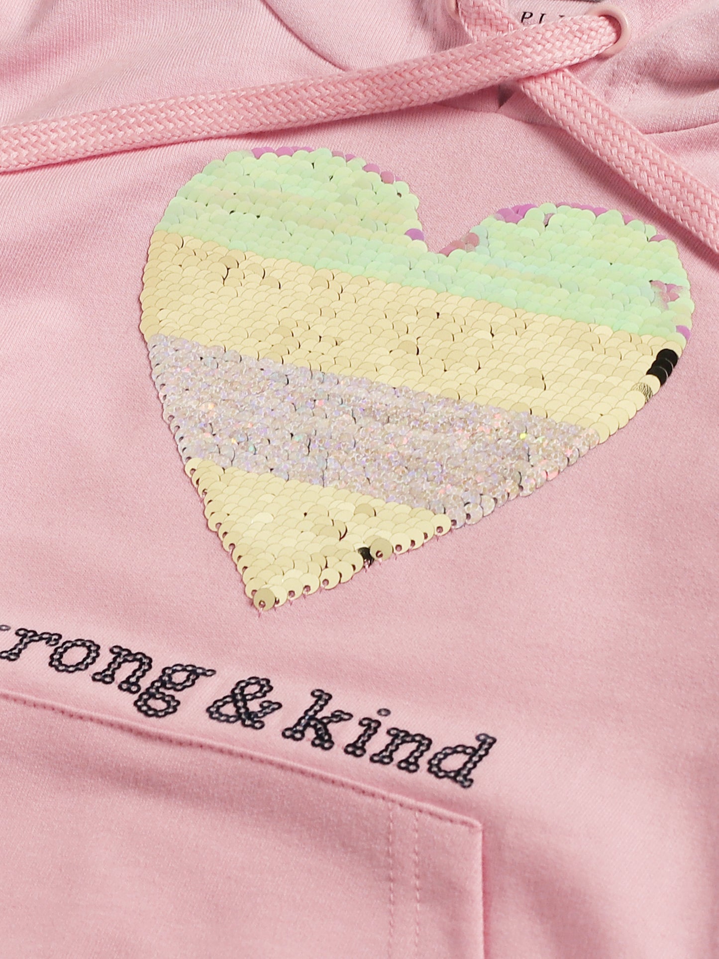 Girls Heart Print Hoodie Sweatshirt- Pink