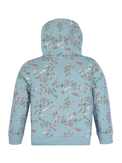 Girls Beautiful Print Hoodie Sweatshirt- Aqua