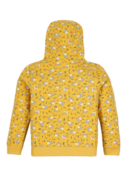 Girls Dreaming Print Hoodie Sweatshirt- Yellow