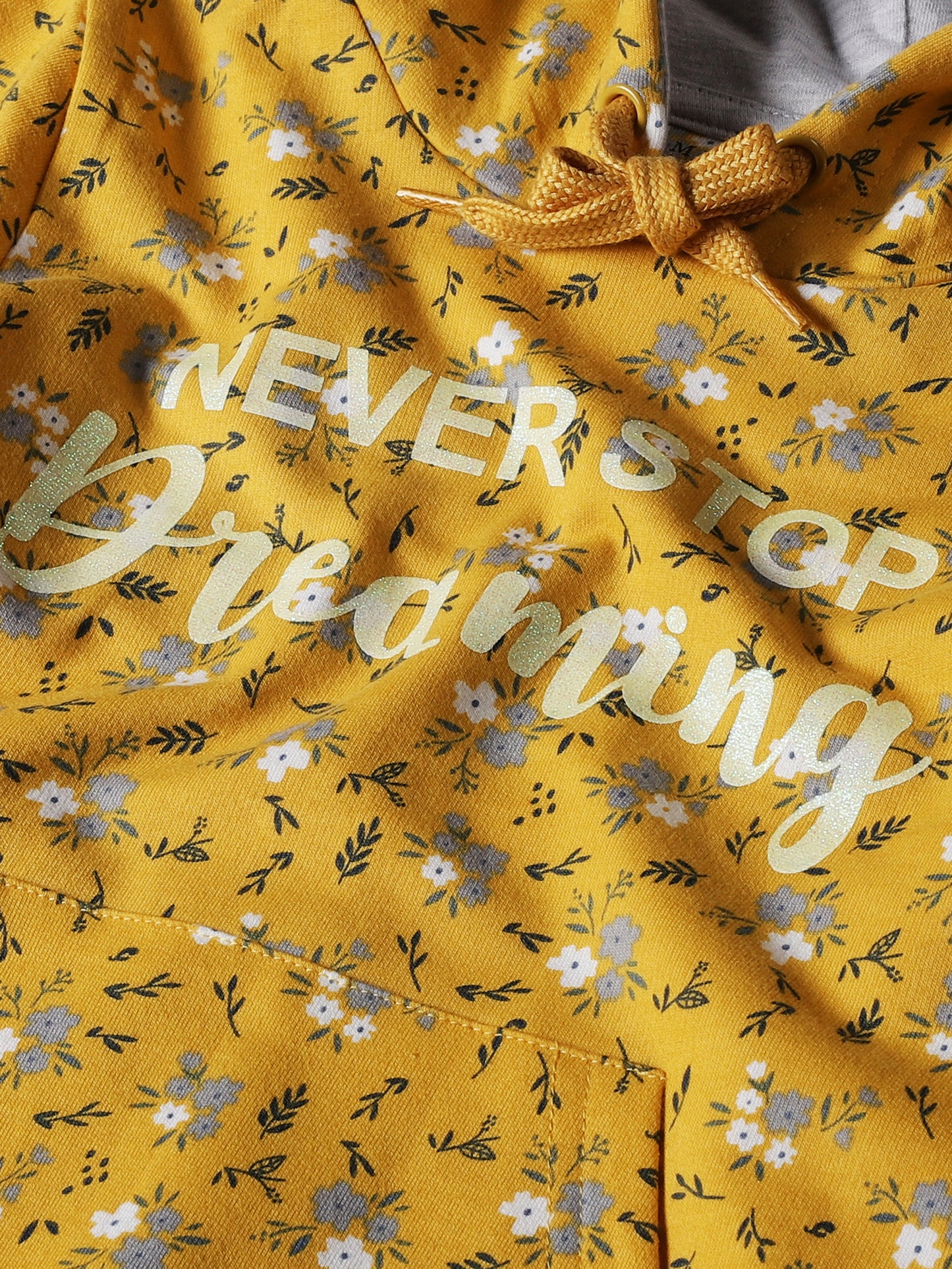 Girls Dreaming Print Hoodie Sweatshirt- Yellow