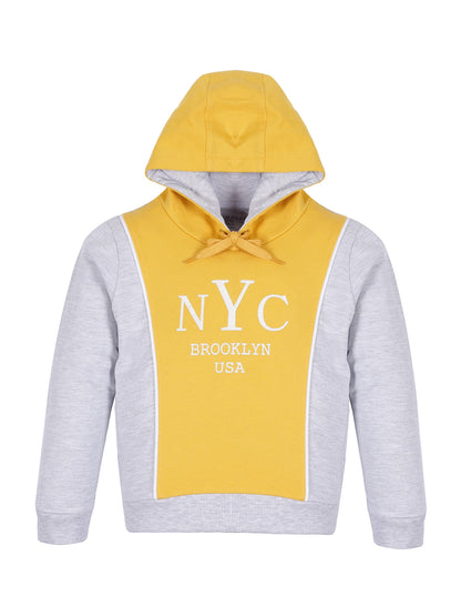Girls NYC Print Hoodie Sweatshirt- Yellow
