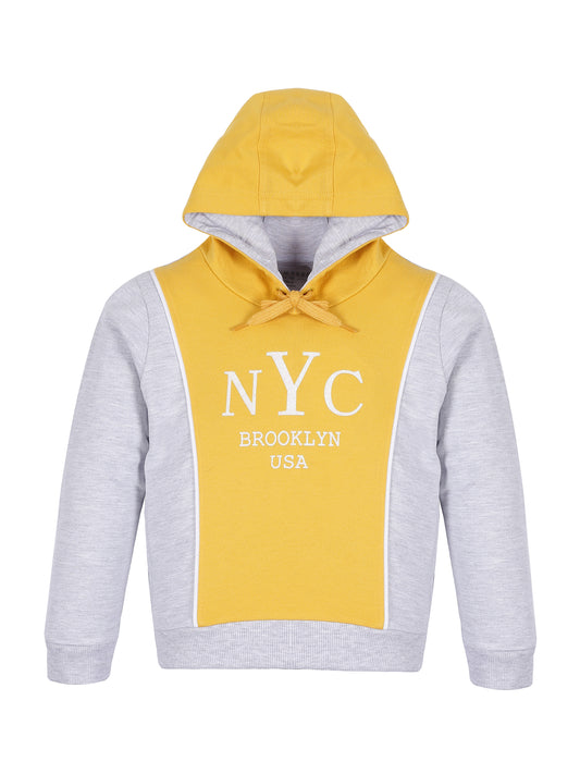 Girls NYC Print Hoodie Sweatshirt- Yellow