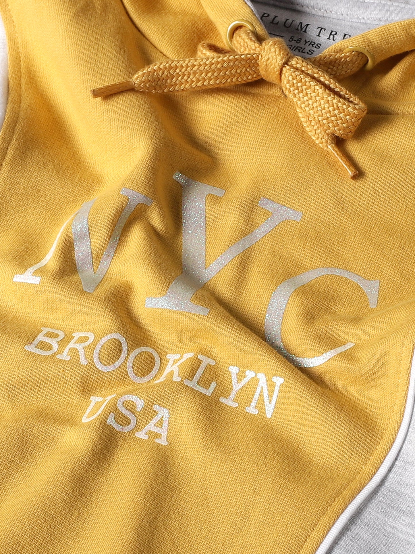 Girls NYC Print Hoodie Sweatshirt- Yellow