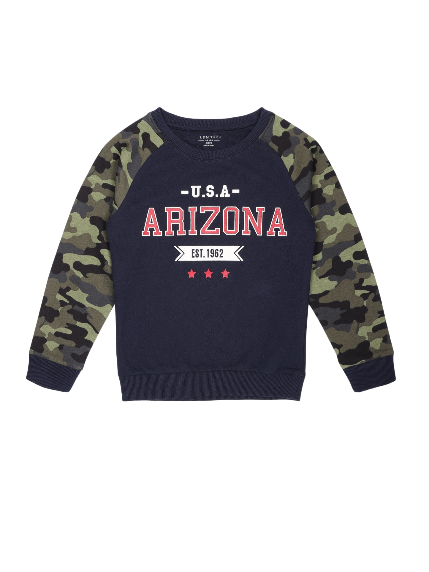 Boys U.S.A Print Round neck Pullover Sweatshirt- Navy
