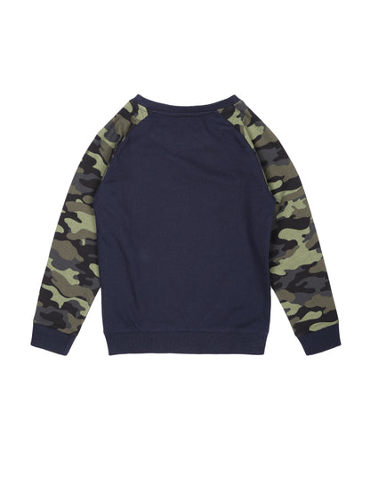 Boys U.S.A Print Round neck Pullover Sweatshirt- Navy