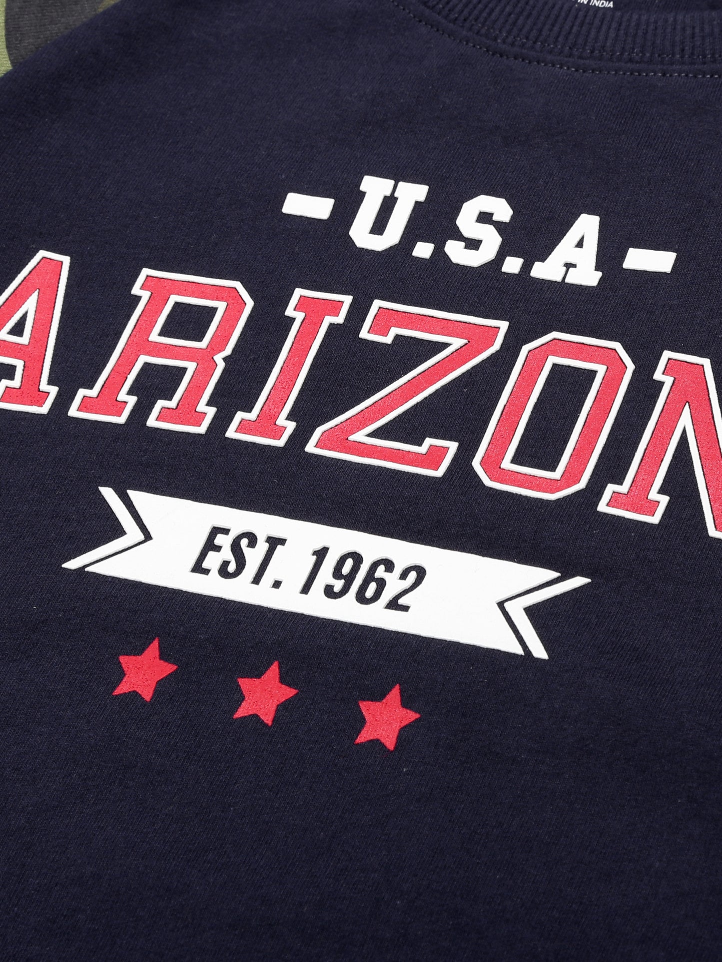 Boys U.S.A Print Round neck Pullover Sweatshirt- Navy