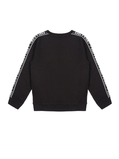 Boys Animal Print Round neck Pullover Sweatshirt- Black